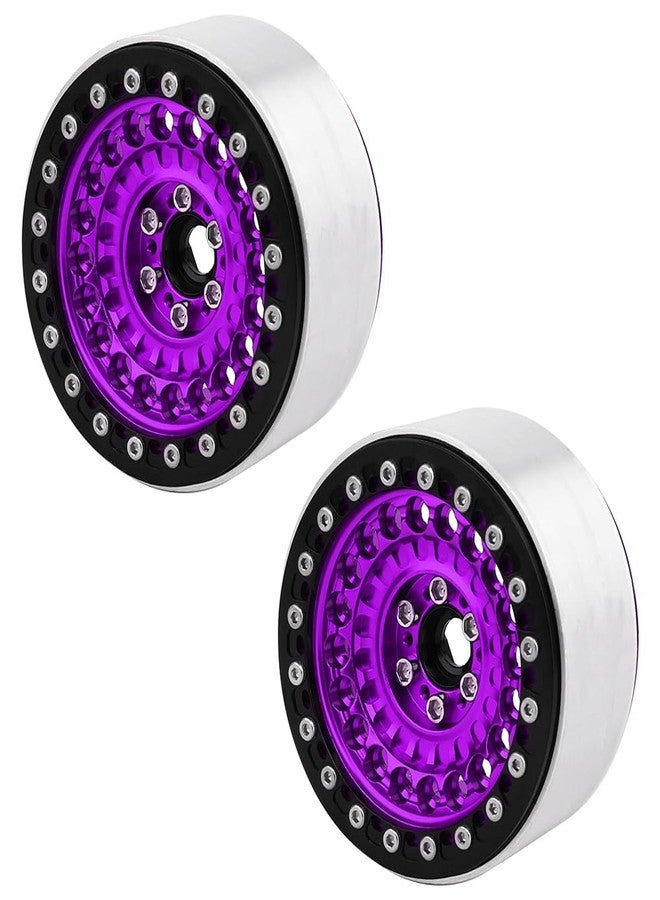 Pothyes Aluminum Circular Step Subsidence 2.2" Beadlock Wheel Rim for 1/10 SCX10 I II III Capra TRX4 VS4-10 Gen8 RC Crawler Upgrade (Purple) - Image 2